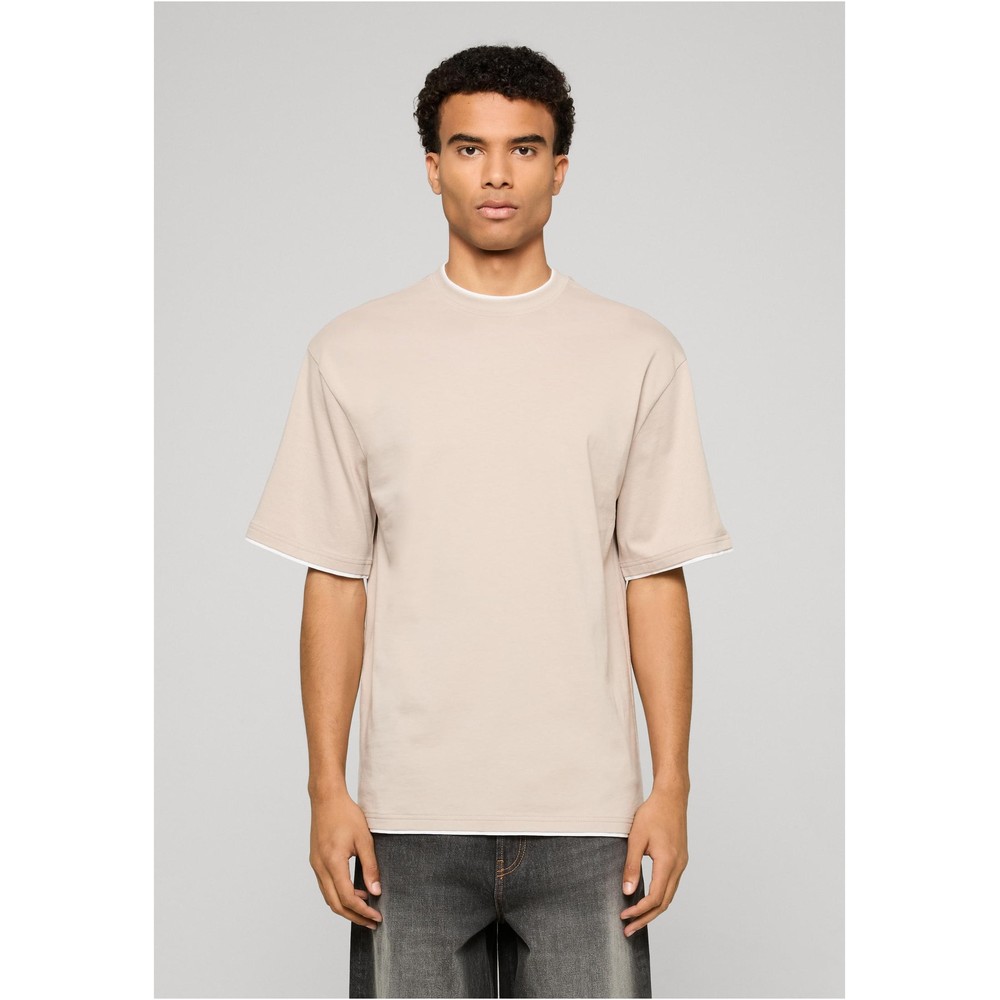 Urban Classics - Contrast Tall Herren TShirt - Grau/Weiß
